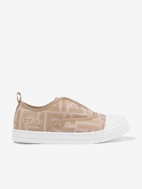 Fendi Kids FF Logo Trainers in Beige