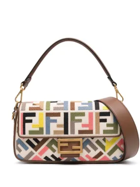 FENDI Multicolor Canvas and Leather Medium Baguette Handbag