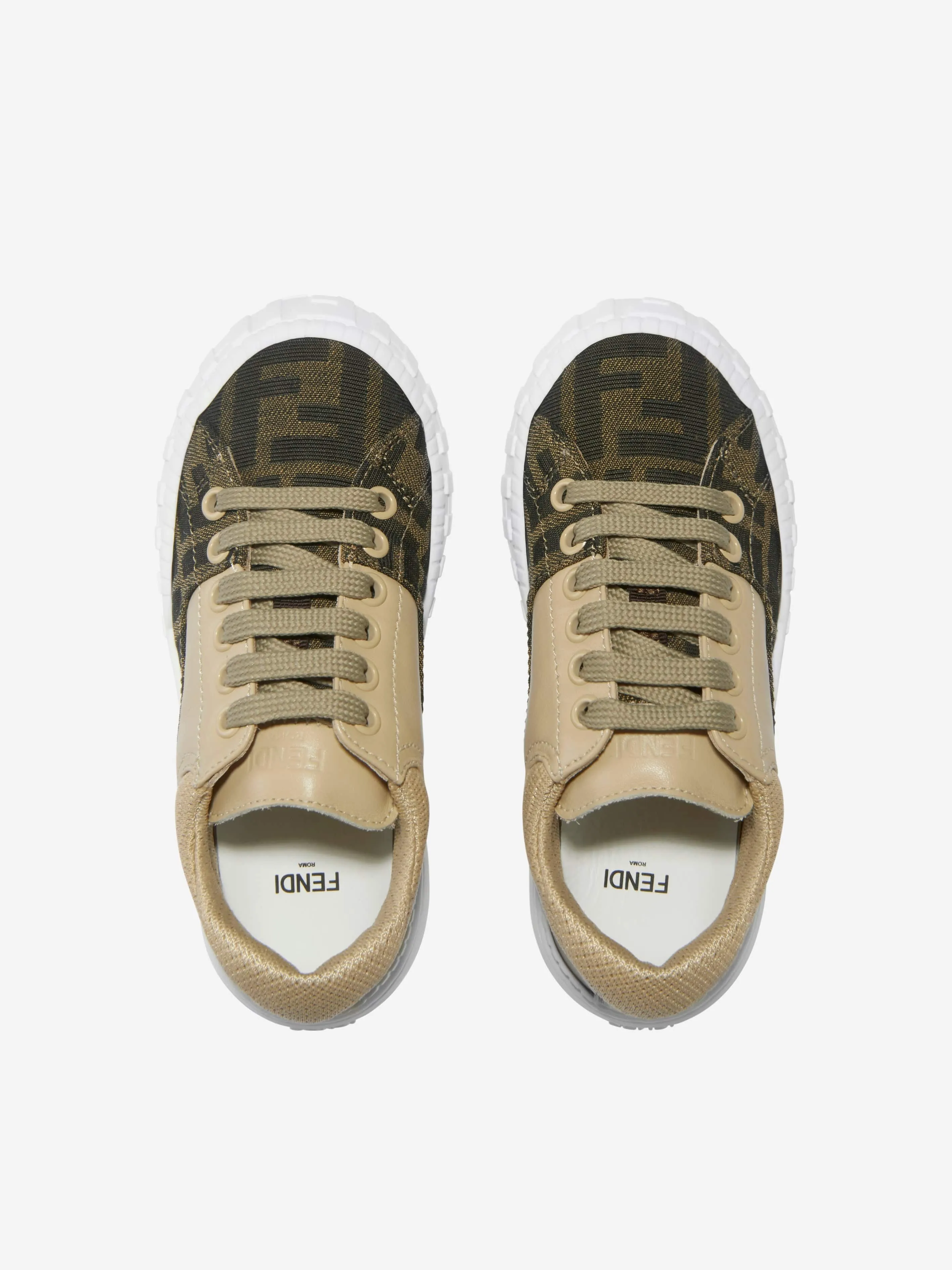 Fendi Unisex Leather And Canvas Logo Trainers