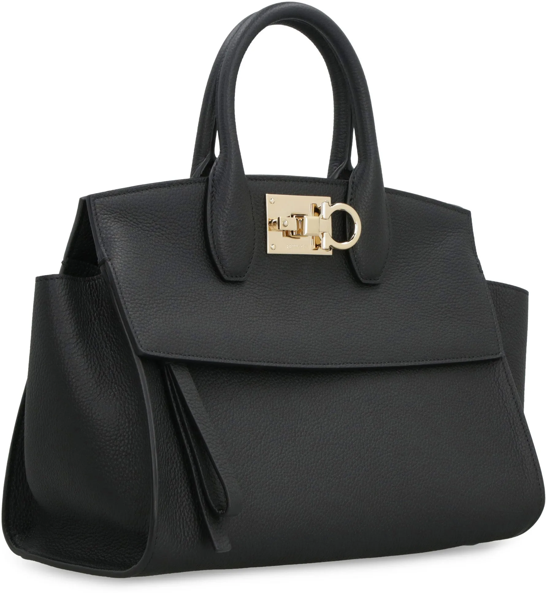 FERRAGAMO Black Pebbled Leather Handbag for Women - FW23 Collection