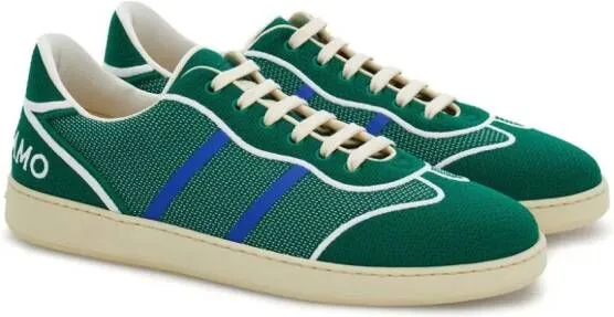 Ferragamo logo-embroidered panelled sneakers Green