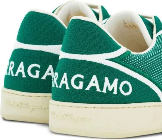 Ferragamo logo-embroidered panelled sneakers Green