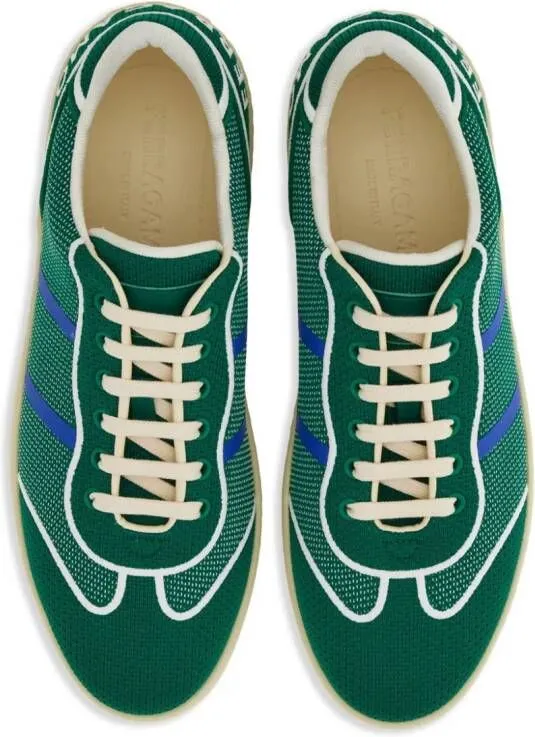 Ferragamo logo-embroidered panelled sneakers Green