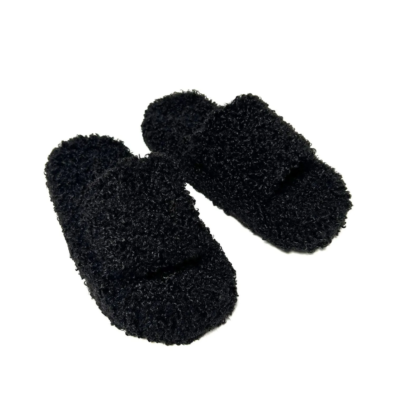 FLOOF Women's Shaggy Sherpa Slipper in Black