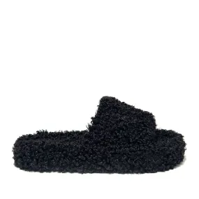 FLOOF Women's Shaggy Sherpa Slipper in Black