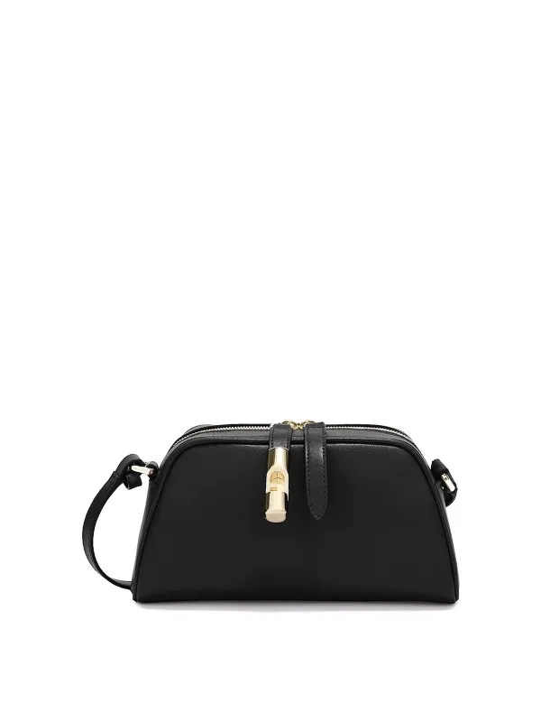 Furla Goccia Mini Black Leather Shoulder Bag