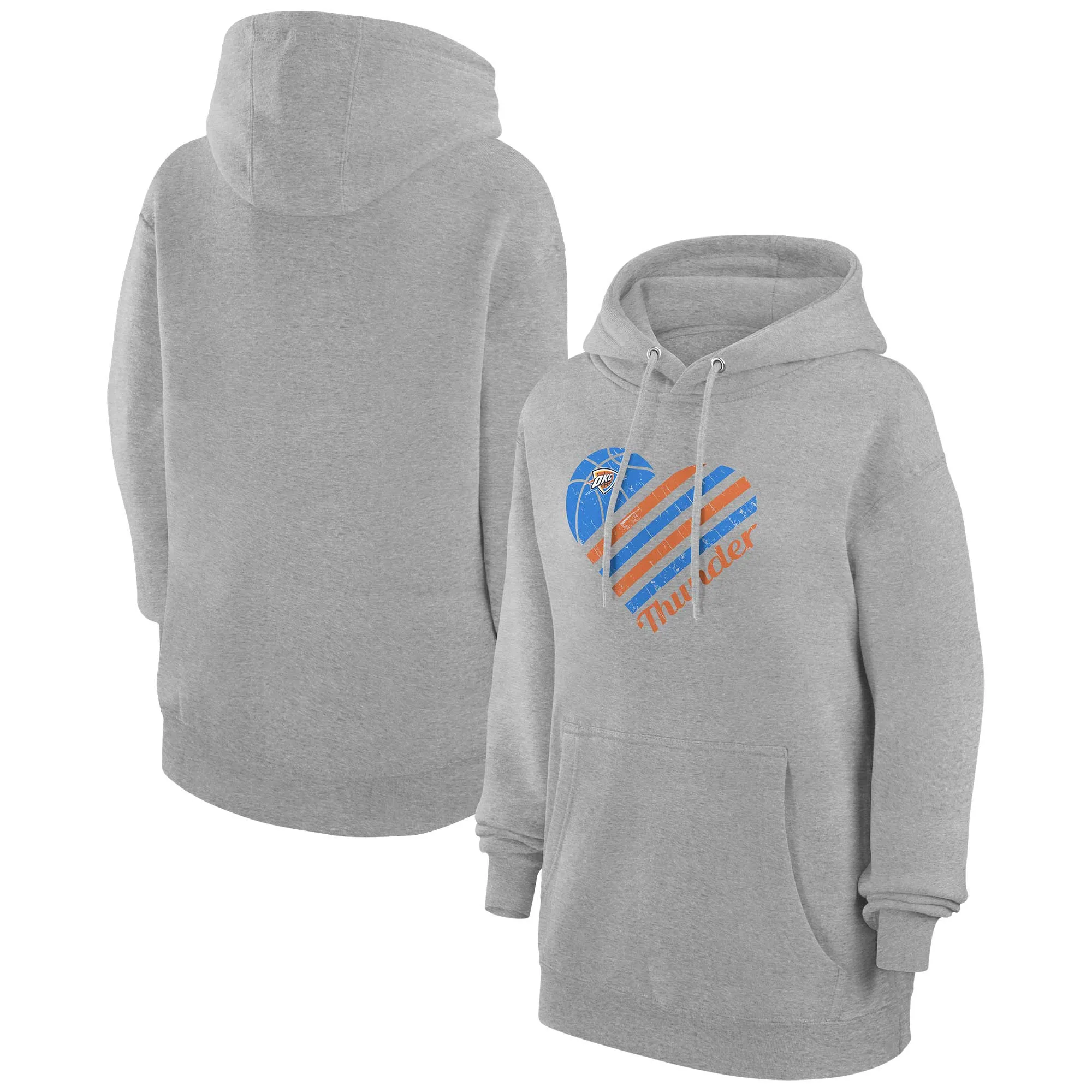 G-III 4Her by Carl Banks  Oklahoma City Thunder Women's Heather Gray  Heart Pullover Hoodie