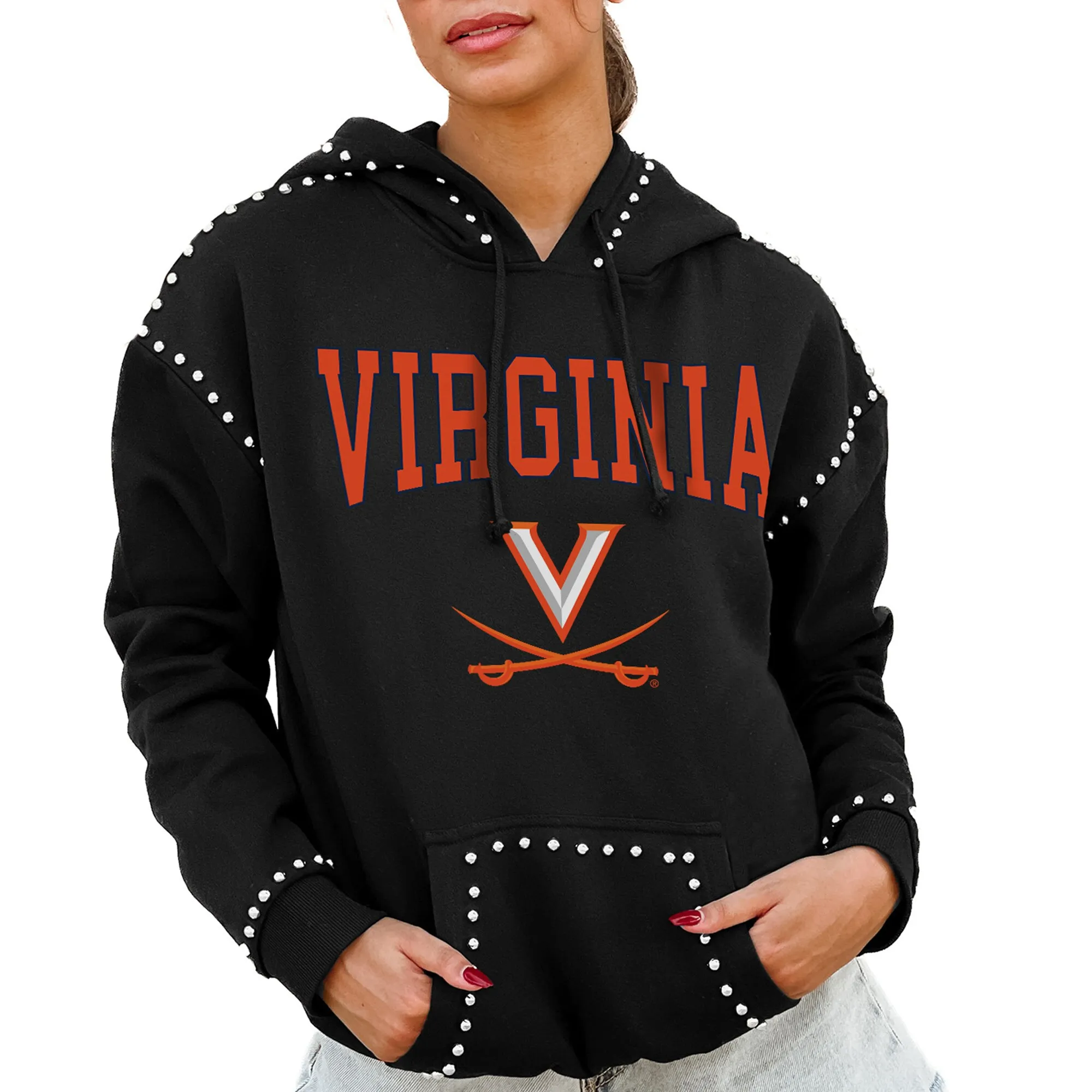 Gameday Couture  Virginia Cavaliers Women's Black Studded Pullover Hoodie