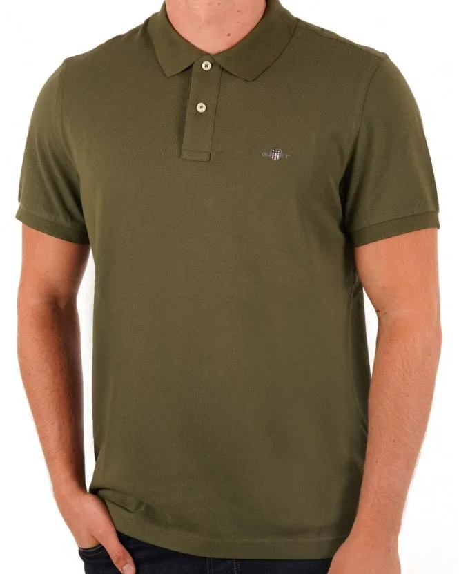 Gant Shield Pique Polo Olive Green