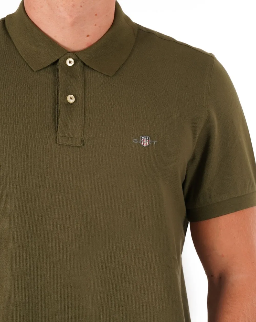 Gant Shield Pique Polo Olive Green