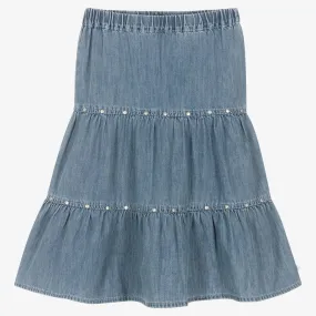 Girls Blue Chambray Skirt