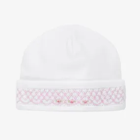 Girls White Pima Cotton Summer Bishop Hat