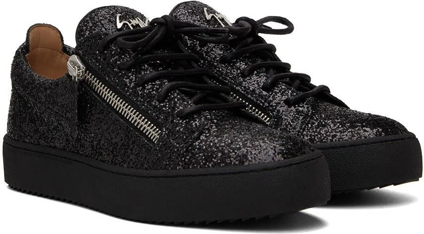 Giuseppe Zanotti Black Glitter Frankie Sneakers