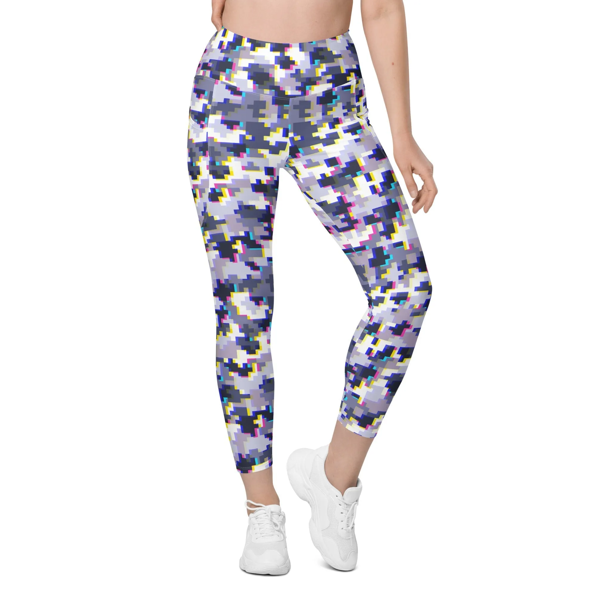 Glitchy Camo Leggings With Pockets