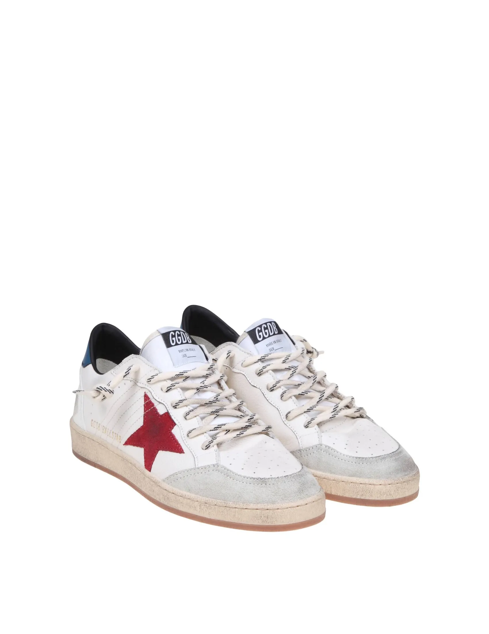 GOLDEN GOOSE BALLSTAR SNEAKERS IN WHITE LEATHER AND SUEDE