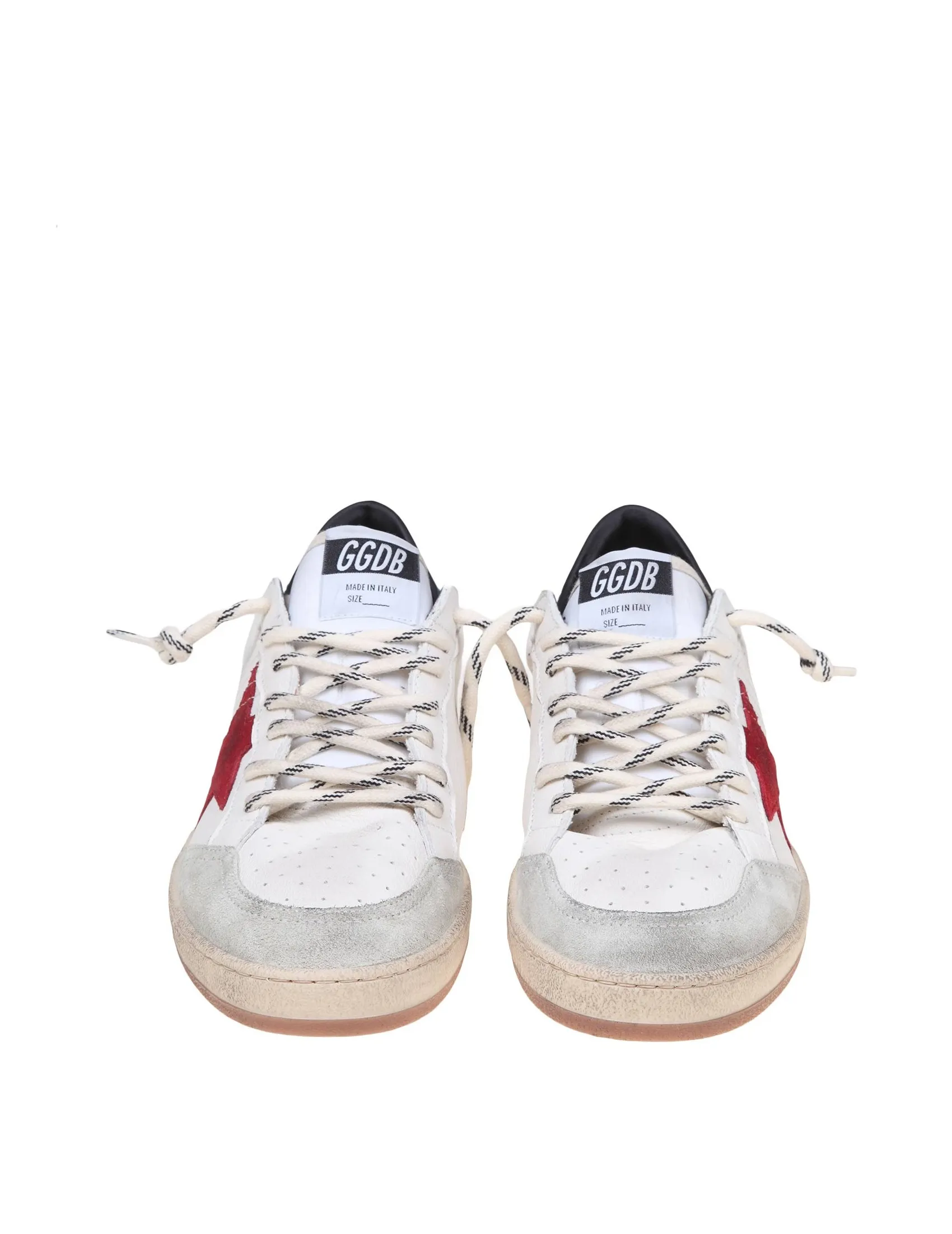 GOLDEN GOOSE BALLSTAR SNEAKERS IN WHITE LEATHER AND SUEDE