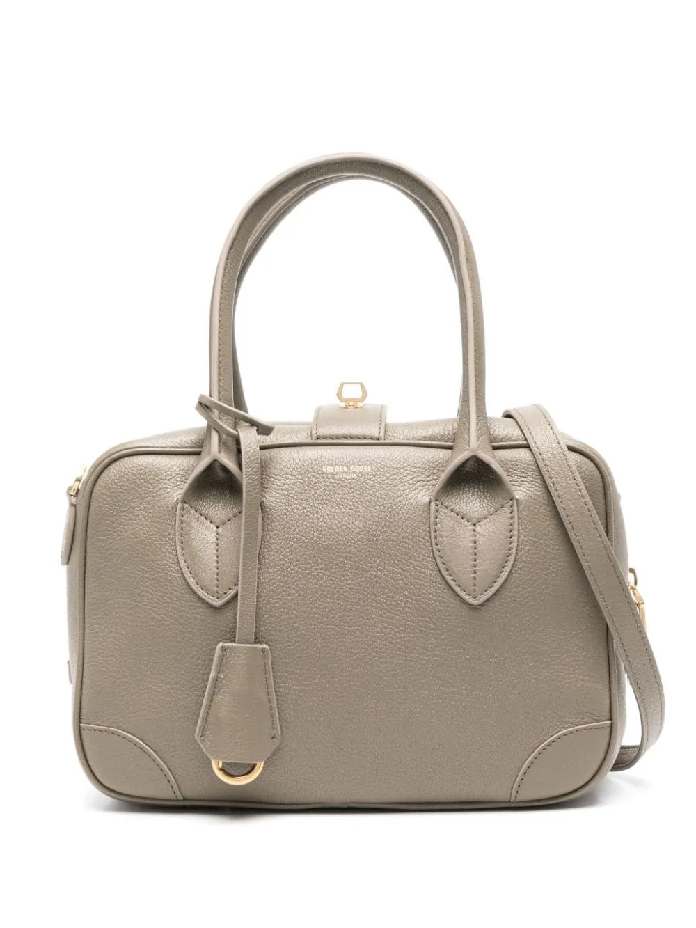 GOLDEN GOOSE Elegant Olive Leather Handbag with Gold-Tone Accents