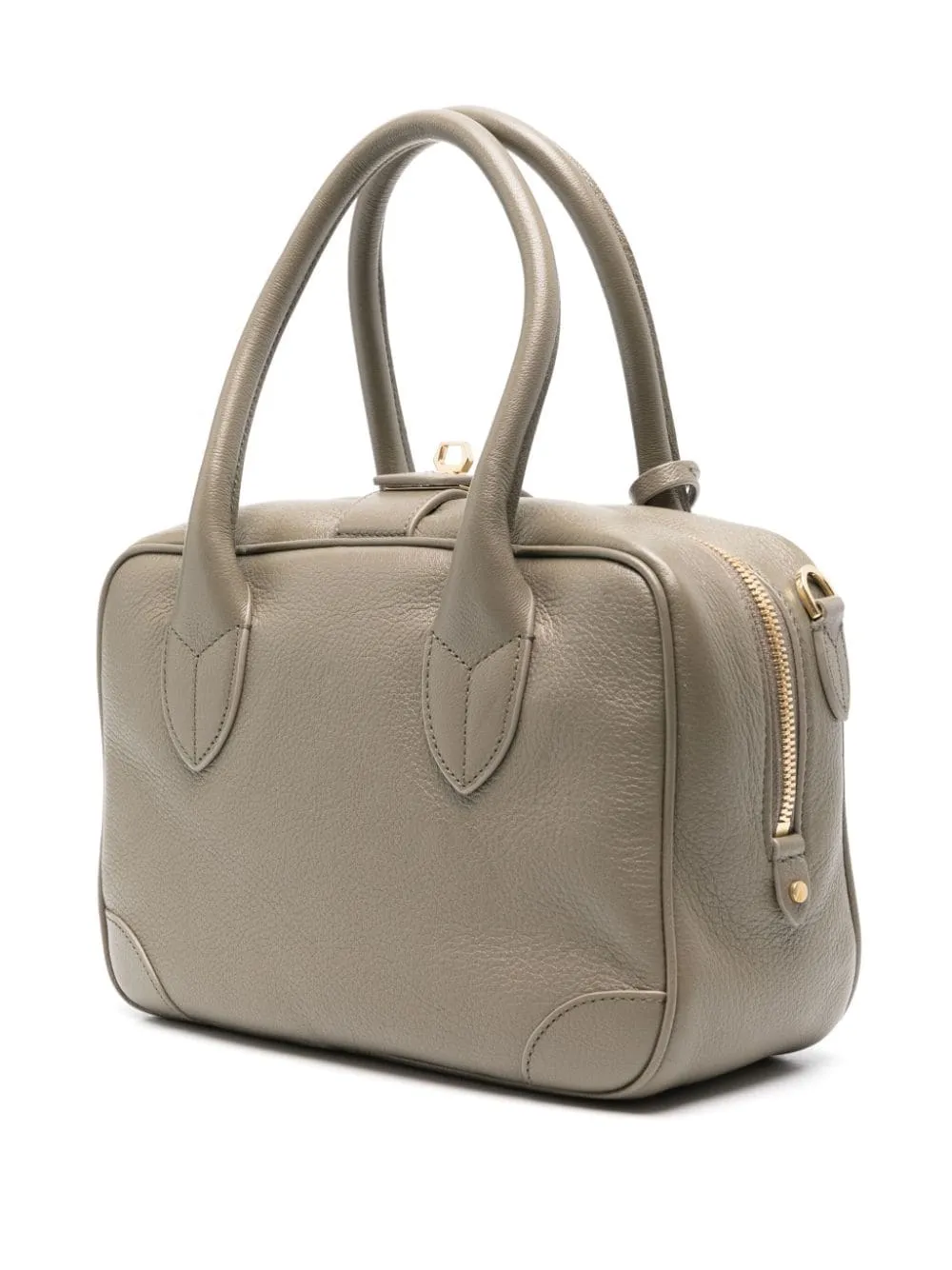 GOLDEN GOOSE Elegant Olive Leather Handbag with Gold-Tone Accents