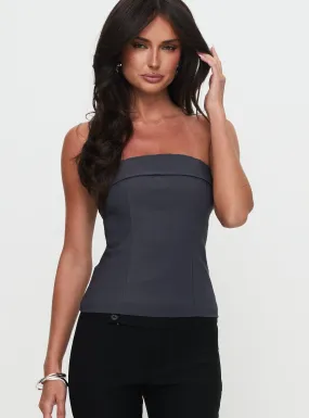 Good Looking Strapless Top Charcoal