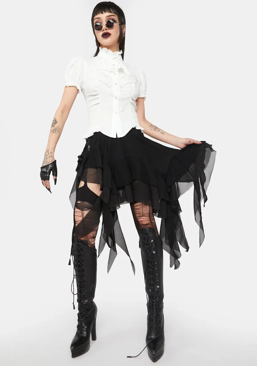 Gothic Irregular Tasseled Skirt-