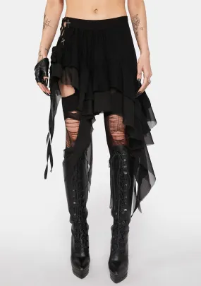 Gothic Irregular Tasseled Skirt-