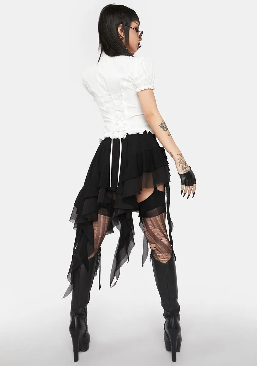 Gothic Irregular Tasseled Skirt-