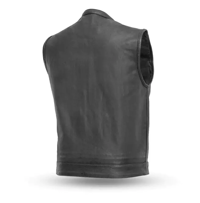 Gothic Men's Club Style Naked Cowhide Leather Motorcycle Vest