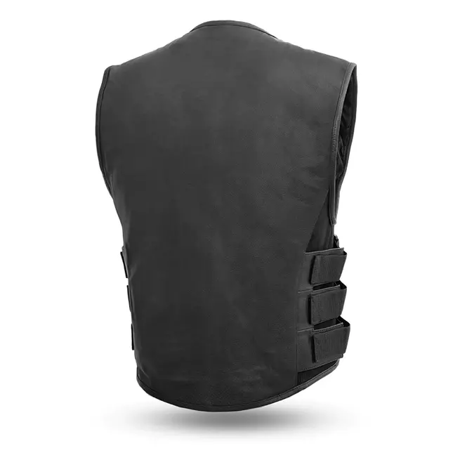 Gothic Men's -style Black Leather Motorcycle Vest