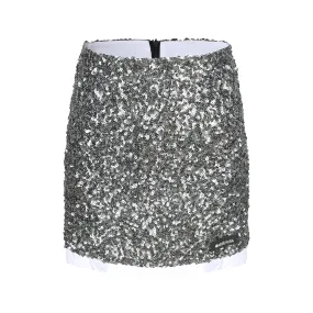 Gray Sequined Skirt-