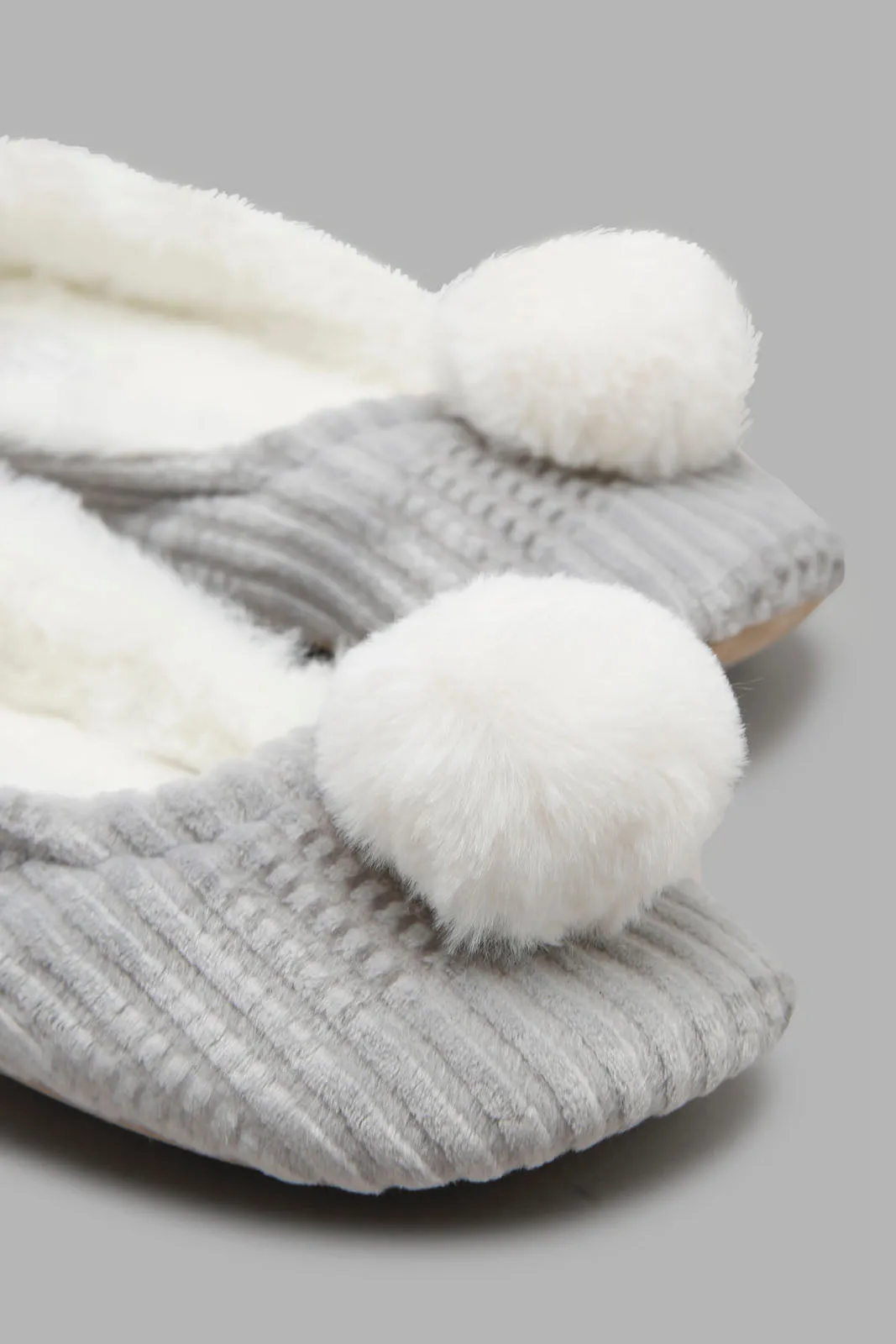 Grey Fur Ballerina Slipper