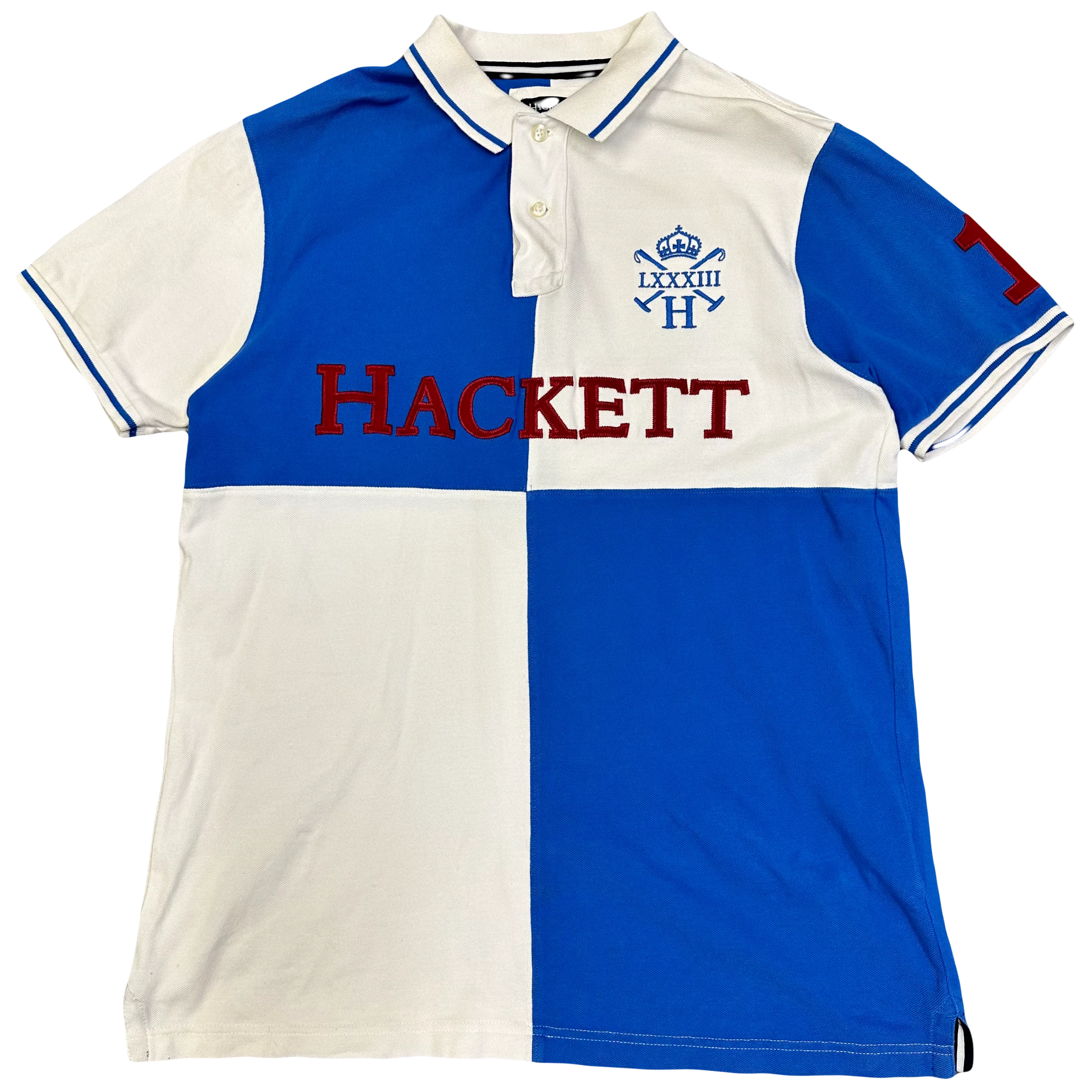 Hackett Polo In Blue & White ( XL )