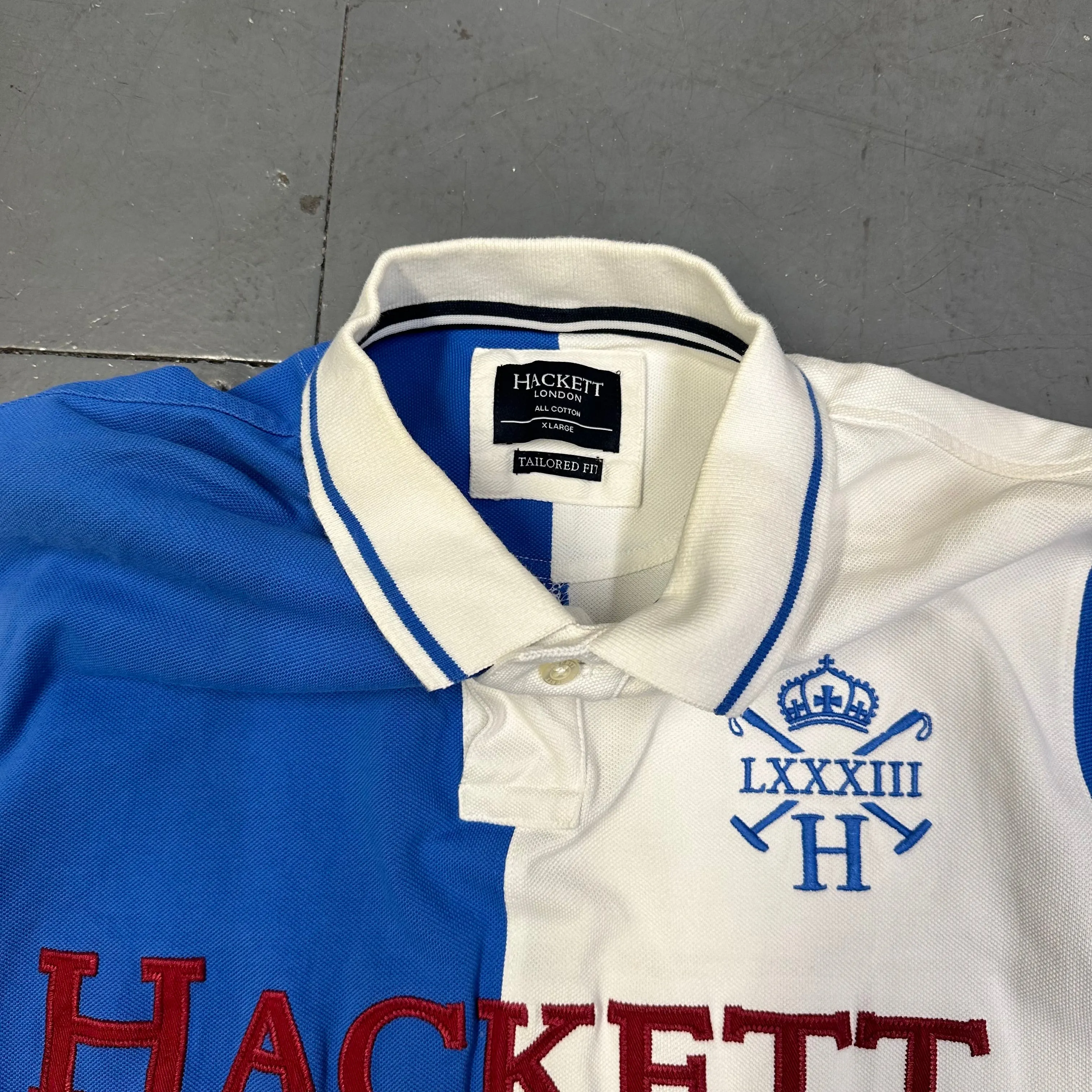 Hackett Polo In Blue & White ( XL )