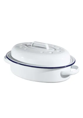 Hairy Bikers Enamelled 4L Casserole Dish - White