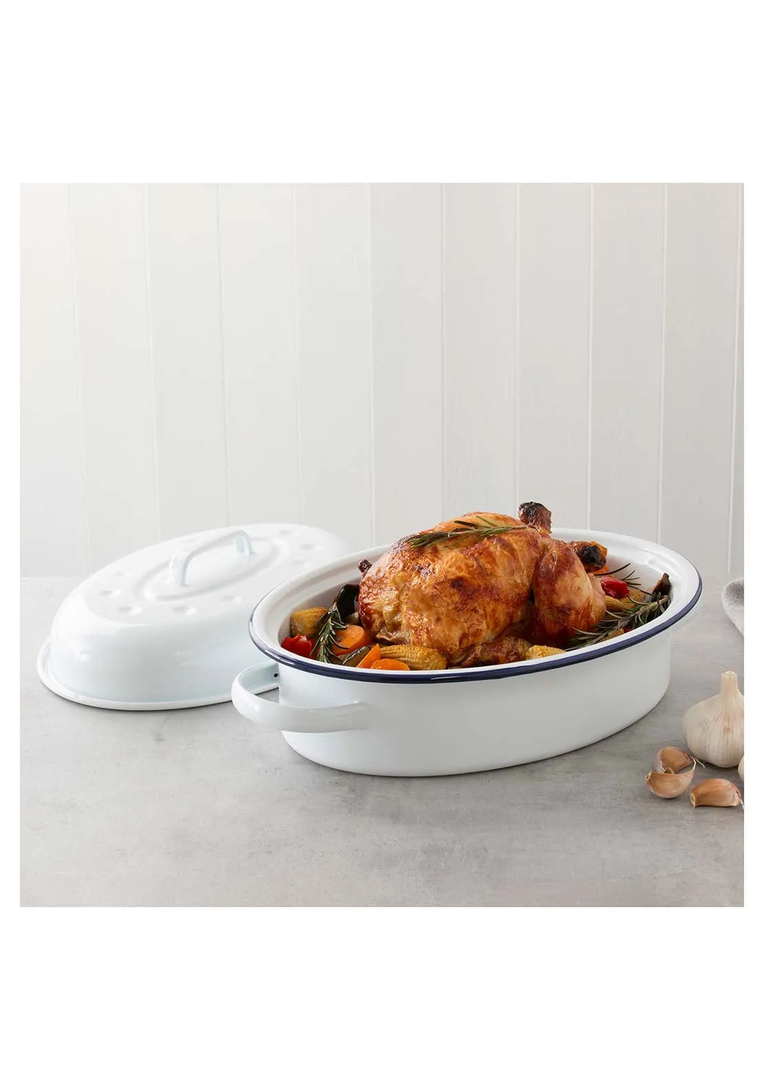 Hairy Bikers Enamelled 4L Casserole Dish - White