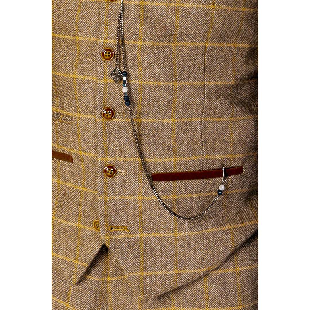 Harris - Men's Brown Tweed Waistcoat