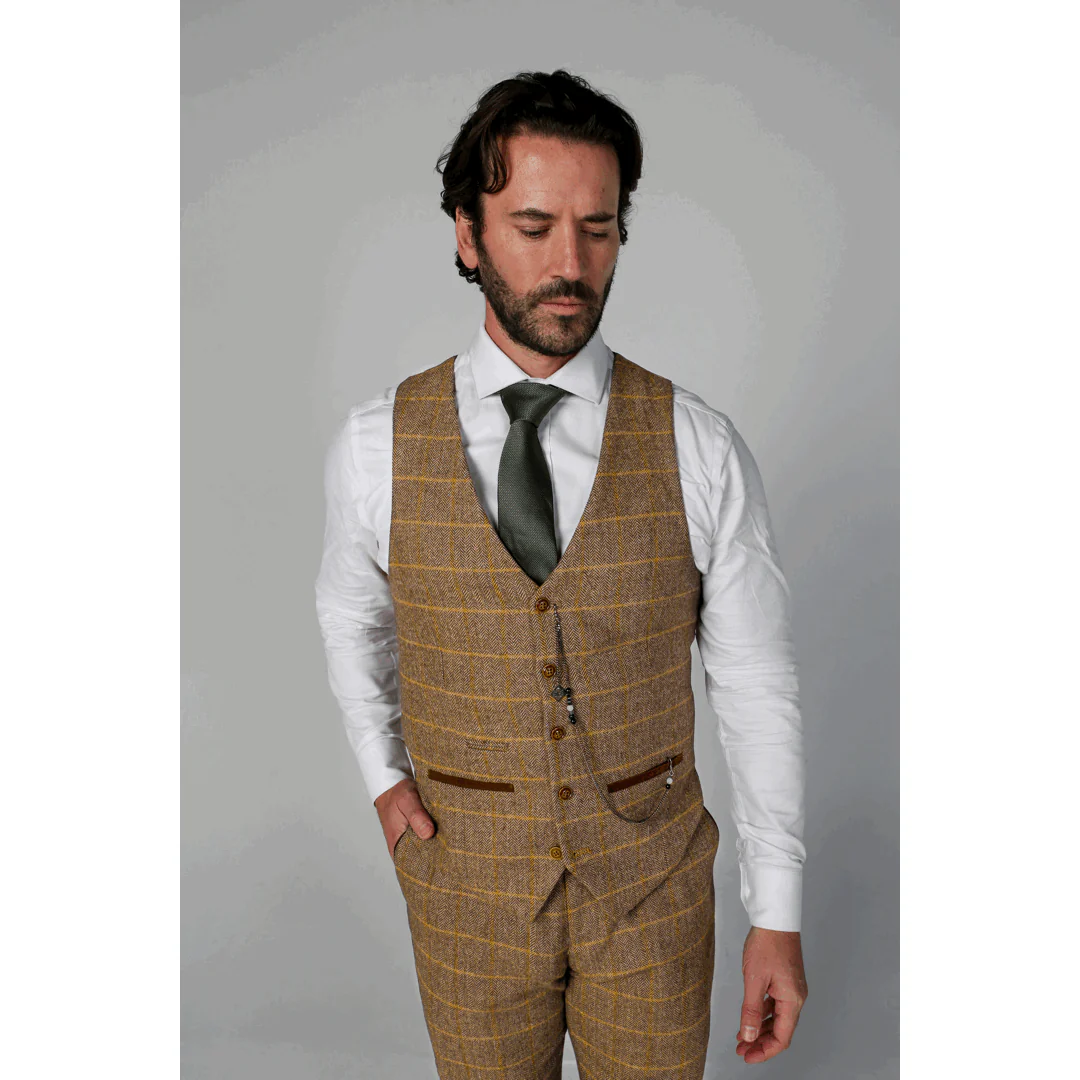 Harris - Men's Brown Tweed Waistcoat