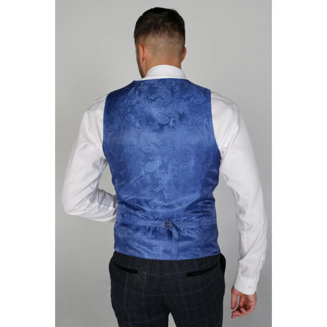 Harvey - Men's Navy Check Waistcoat