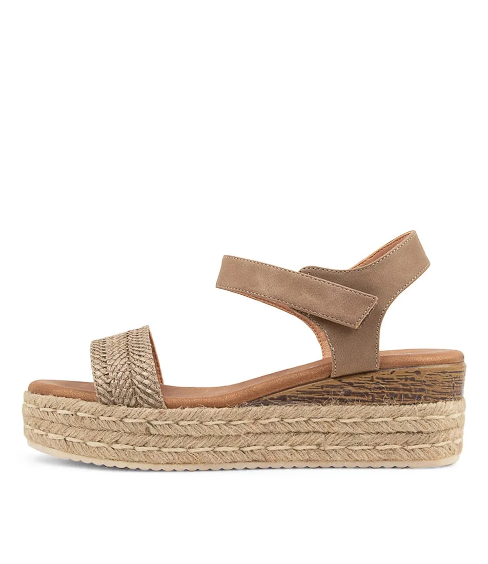 I LOVE BILLY Hilaro Cinnamon Taupe Syn Raffia Sandals