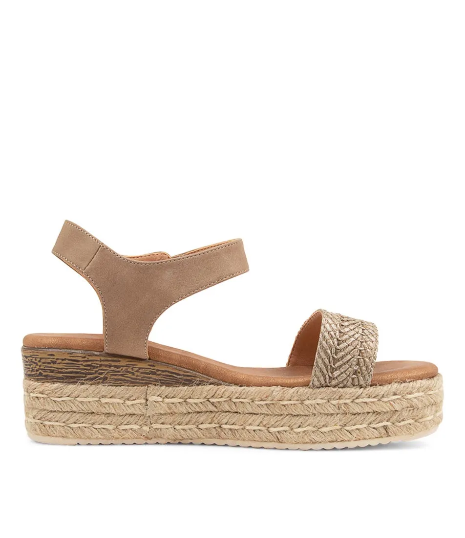 I LOVE BILLY Hilaro Cinnamon Taupe Syn Raffia Sandals