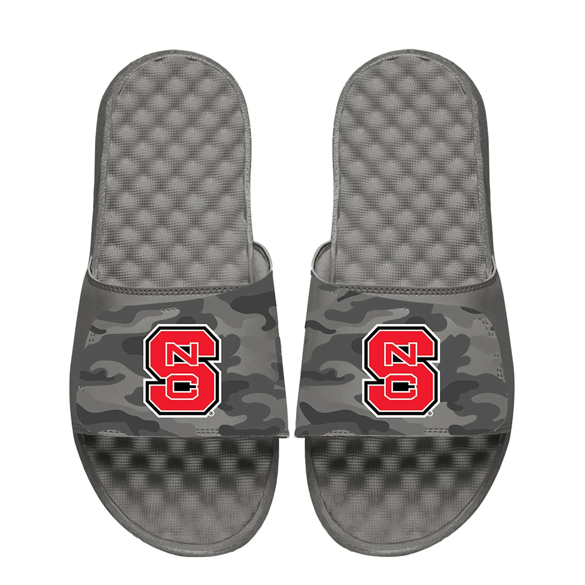 ISlide  NC State Wolfpack Youth Gray Camo Slide Sandals