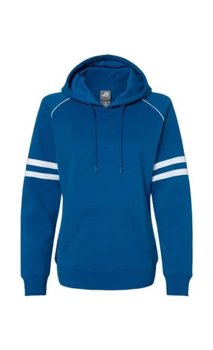 J. America 8645 Women's Varsity Fleece Piped Hooded Sweatshirt