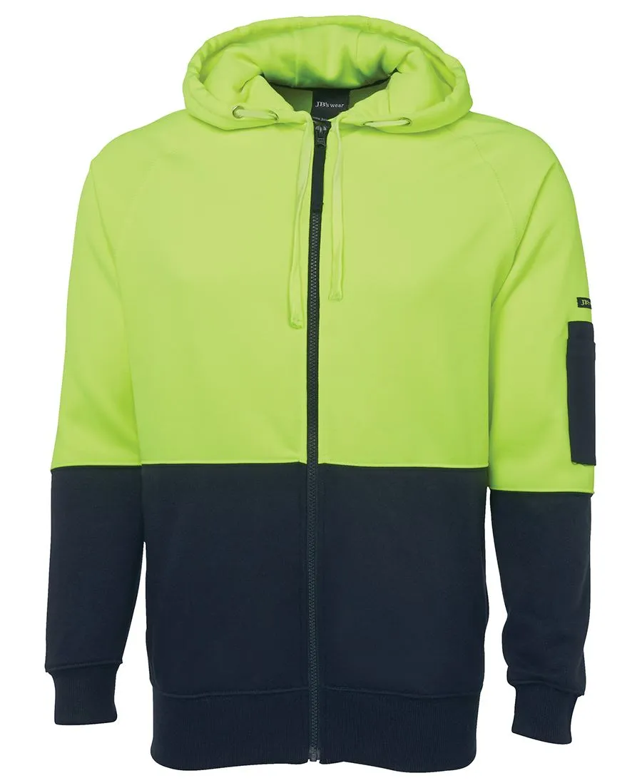 Jb's Hi Vis Hi Vis Full Zip Fleecy Hoodie - Adults (6HVH)-