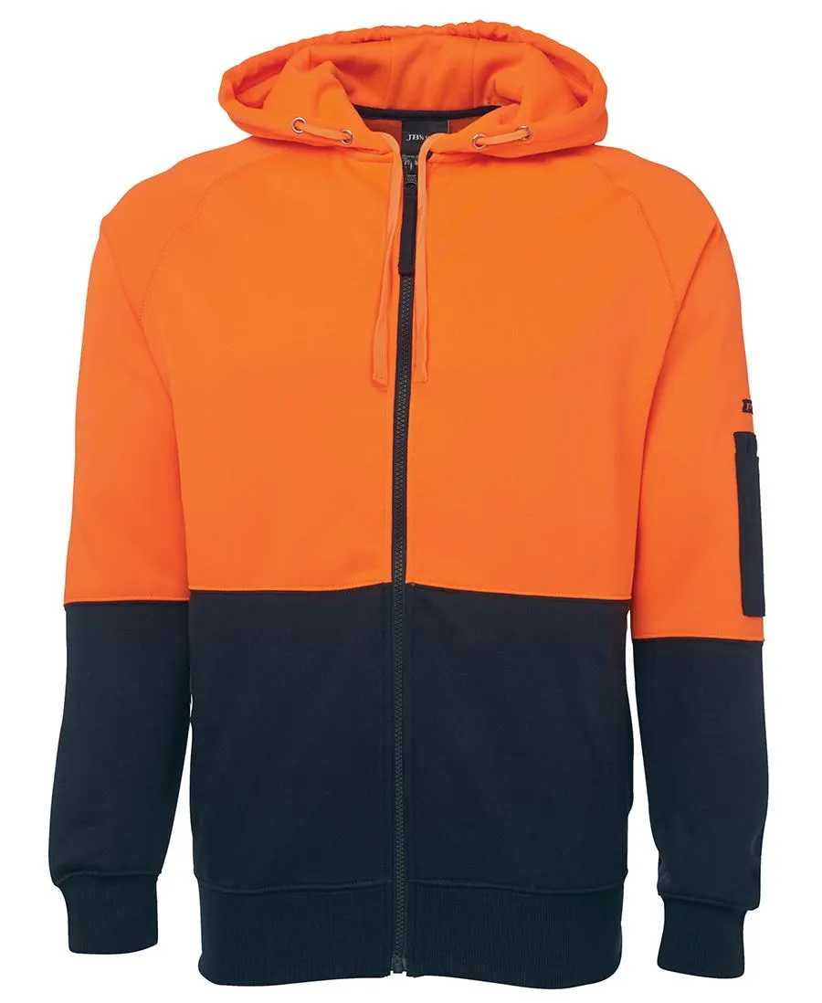 Jb's Hi Vis Hi Vis Full Zip Fleecy Hoodie - Adults (6HVH)-