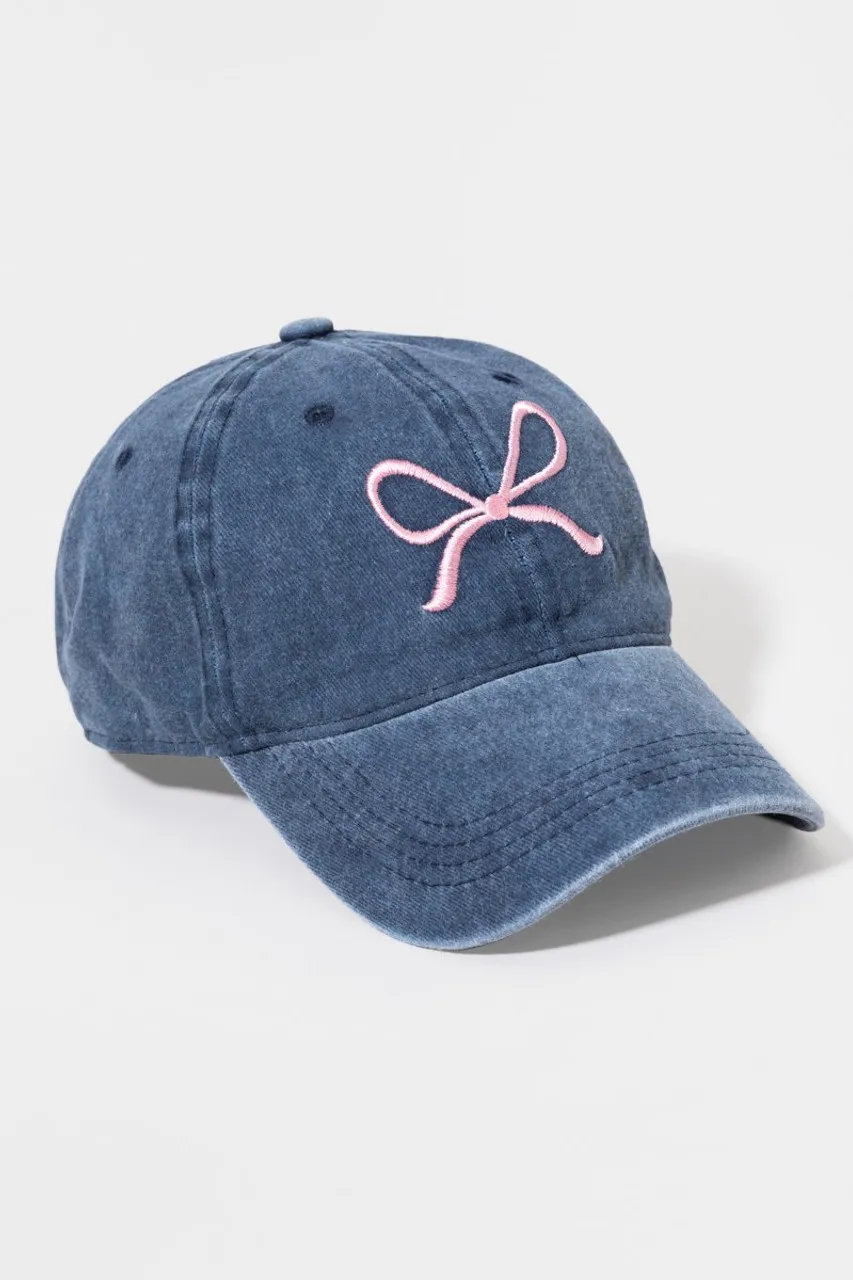 Judy Pink Bow Embroidered Baseball Hat