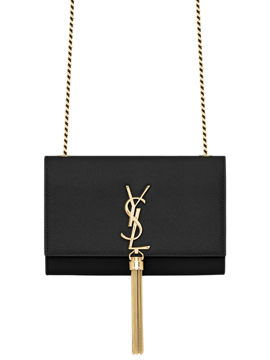 Kate Small Chain Bag With Tassel in Grain de Poudre Embossed Leather