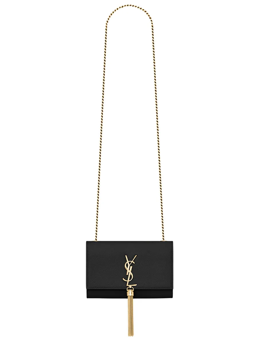 Kate Small Chain Bag With Tassel in Grain de Poudre Embossed Leather