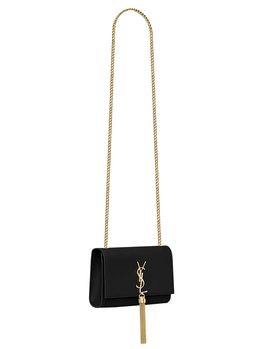 Kate Small Chain Bag With Tassel in Grain de Poudre Embossed Leather