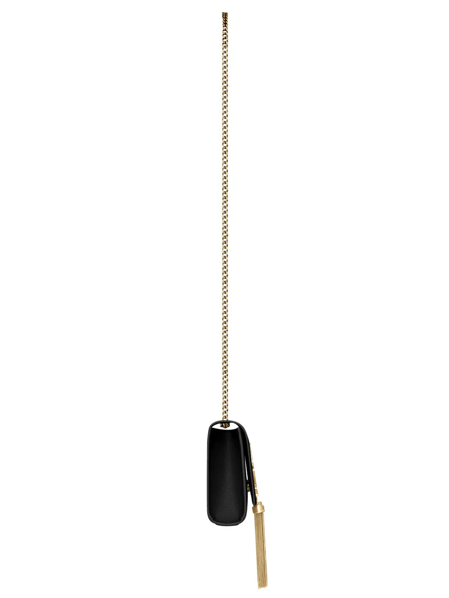 Kate Small Chain Bag With Tassel in Grain de Poudre Embossed Leather