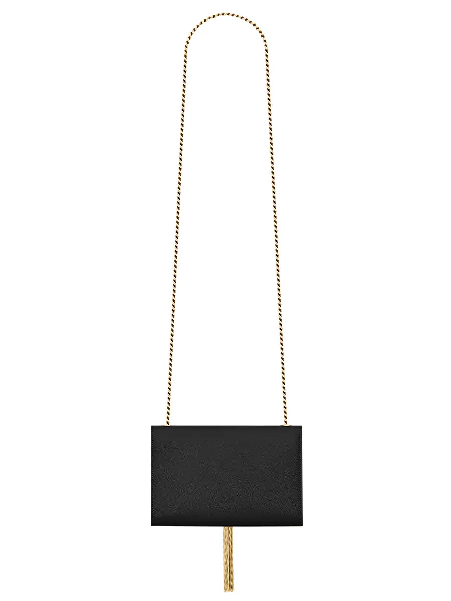 Kate Small Chain Bag With Tassel in Grain de Poudre Embossed Leather