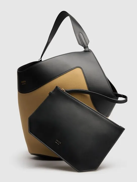 Khaite   Medium Lotus canvas & leather tote bag 